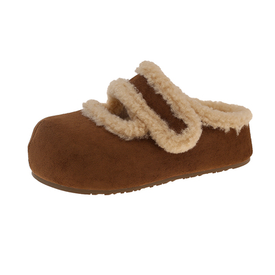 杨幂同款厚底加绒勃肯鞋包头棉拖