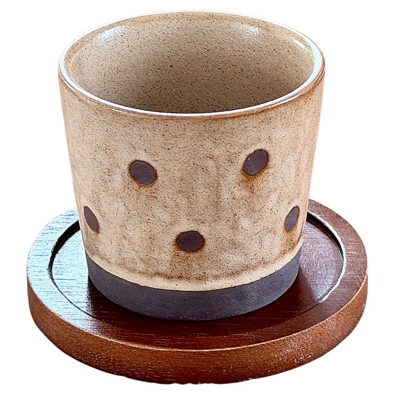 复古粗陶棕色波点陶瓷手握杯水杯