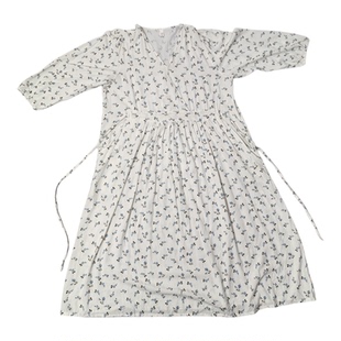 赫拉新中式款碎花棉绸连衣裙长袖女秋季新款宽松休闲显瘦外出长裙