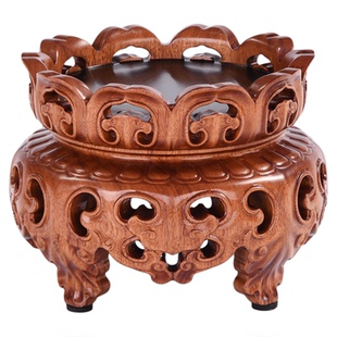 实木非洲酸枝卷草如意香炉葫芦摆件底座佛堂供奉佛像菩萨加高木托