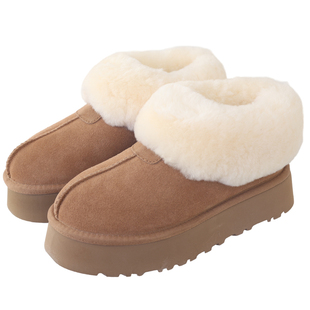 雪地靴女皮毛一体桑坡塔茨勒一脚蹬厚底东北防水防寒防滑保暖棉鞋