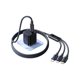 倍思30W充电器typec三合一数据线充电头一拖三多功能一拖二车载三头充电线快充套装带头适用苹果华为C口手机