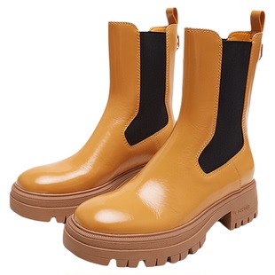 莱尔斯丹秋冬新款威尔士切尔西靴厚底增高粗跟烟筒靴女靴4T50201