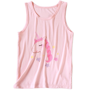 儿童背心女内穿夏季薄款类似莫代尔a类独角兽2件装无袖女宝宝上衣