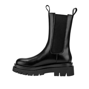 升级版mona同款真皮切尔西靴子英伦风中筒厚底烟筒靴显瘦马丁靴女