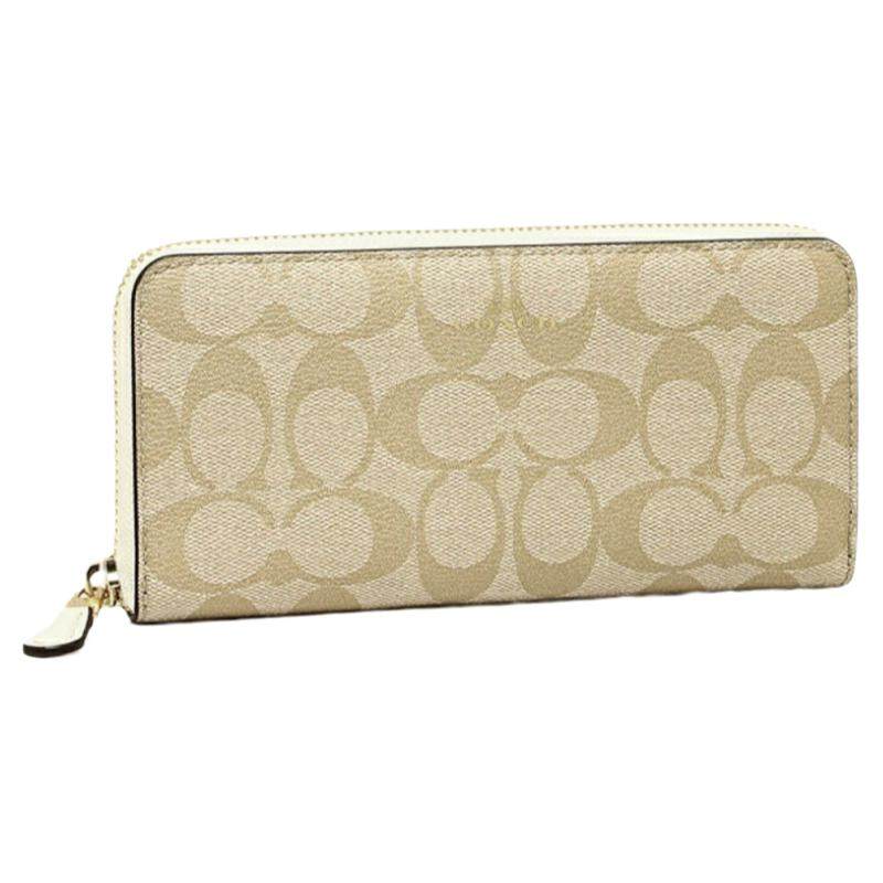 日本直邮COACH/蔻驰女士浅栗色经典轻奢时尚长款拉链钱包潮流百搭