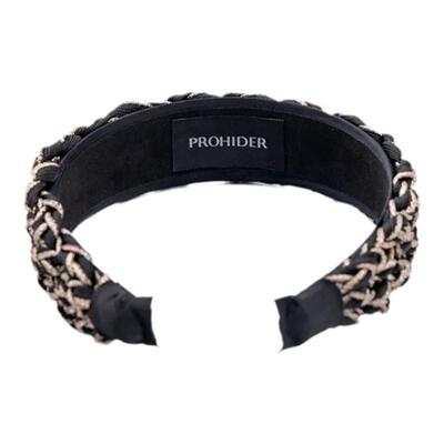 PROHIDER颇嗨 夏季新款咖啡色包芯纱纯手工编织发箍复古休闲发饰