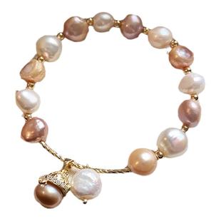 招财猫巴洛克天然珍珠手链手串女款轻奢小众精致串珠手饰2025新款