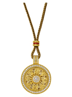 旋转八宝罗盘项链国风编绳毛衣链