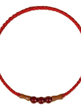 普陀山朱砂红绳竹节上岸手链