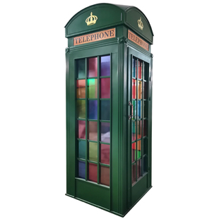 定制网红复古英伦电话亭加厚铁板纯手工打造铁艺模型摆件拍摄道具