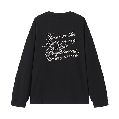 薛之谦dsp宽松绣花长袖T恤