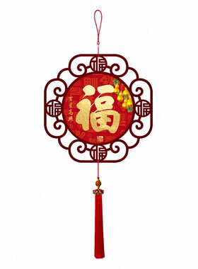 新中式百福图吉星高照国画中国结挂饰茶楼摆件挂件玄关餐厅装饰画