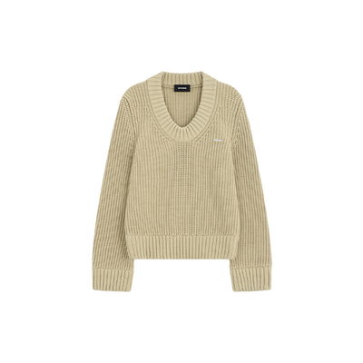 WE11DONE女士字母logoU领厚针织休闲简约毛衣