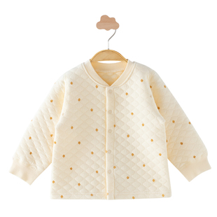 宝宝保暖上衣加棉秋冬婴儿夹棉开衫内衣男女儿童加厚打底衣单件