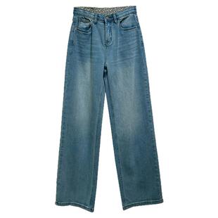 清仓特价内置松紧腰显瘦窄版阔腿裤女春季宽松直筒牛仔裤春秋裤子