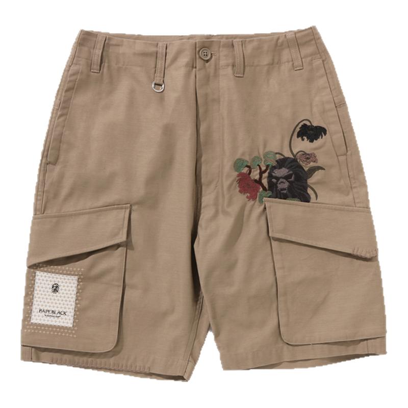 BAPEBLACK猿人字母工装休闲短裤