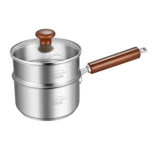 炊大皇医用级316L不锈钢无涂层奶锅加厚新款宝宝辅食锅蒸锅泡面锅