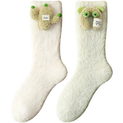 珊瑚绒袜子睡觉穿加厚保暖不掉毛