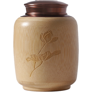 大号竹茶叶罐 密封竹筒小号储茶叶盒 竹木醒茶桶小号包装茶仓家用