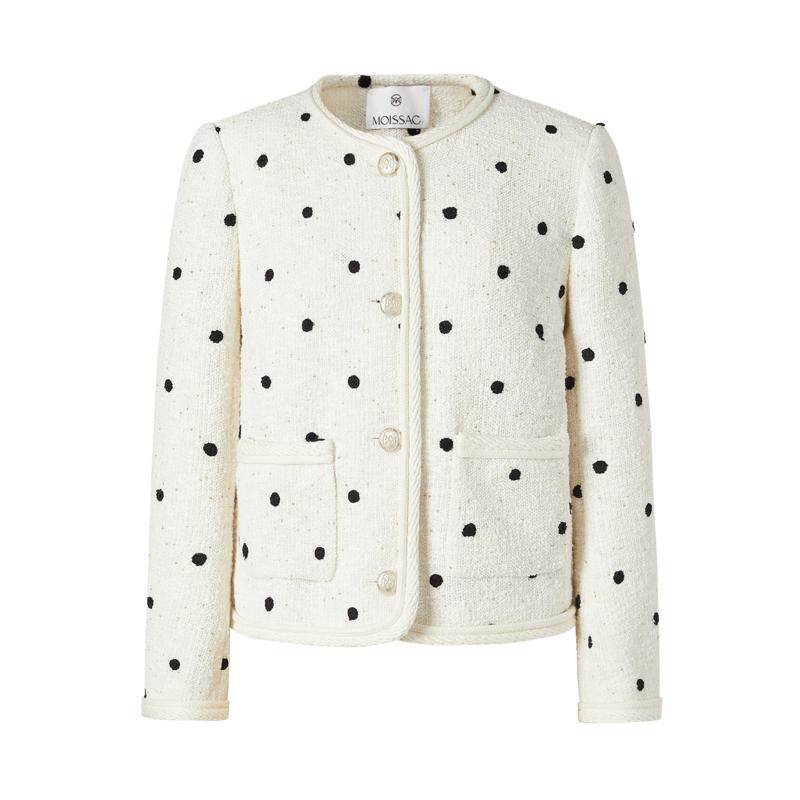 商场同款 摩萨克秋棉波点刺绣粗花呢小香风外套上衣女