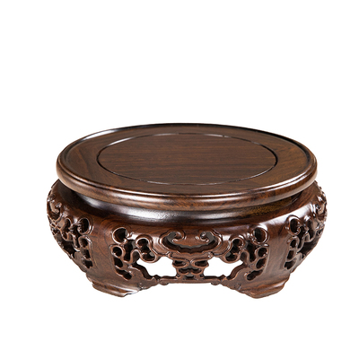 黑檀木实木圆形花瓶底座