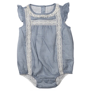 Oak Family夏季宝宝衣服苎麻清凉透气爬服婴儿短袖包屁衣连体衣