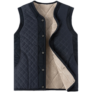 中老年驼绒马甲男老人加厚保暖坎肩爷爷冬大码加绒羽绒棉背心外套