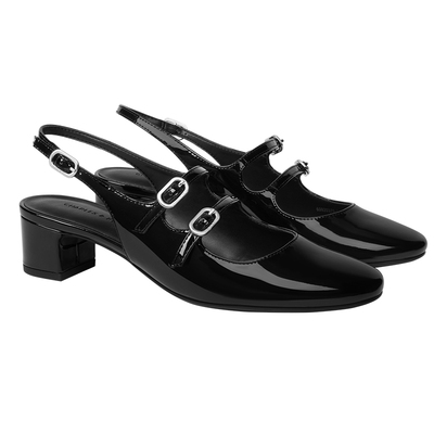 CHARLES&KEITH秋冬女鞋CK1-60920370-1漆皮玛丽珍粗跟包头凉鞋女