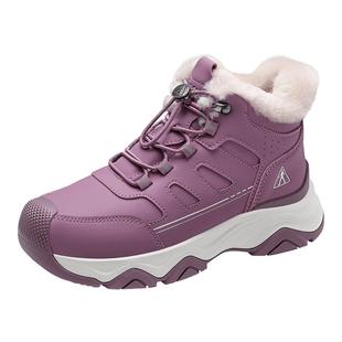 足力健旗舰店2025年冬季棉鞋女运动高帮羊毛鞋加绒加厚老人鞋保暖