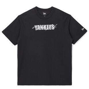 New Era纽亦华春夏MLB短袖T恤印花圆领上衣黑色男女