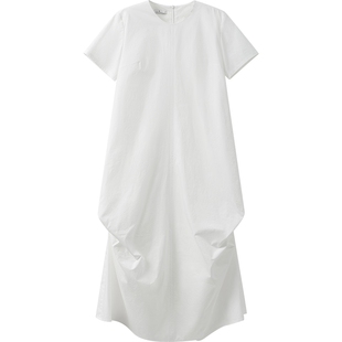 播商场同款不规则短袖连衣裙女夏季新款气质小白裙BDS2LD2242