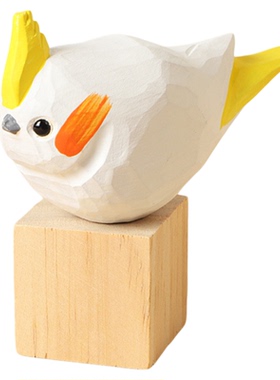 椴木木雕小鸟摆件可爱治愈系解压