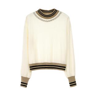 SOMSOM/索玛撞色百搭中领针织打底衫女内搭春季高级感半高领上衣