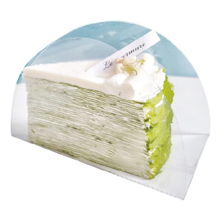 千层蛋糕卷切块包装盒6/8寸透明底托折叠三角慕斯硬围边PET打包盒