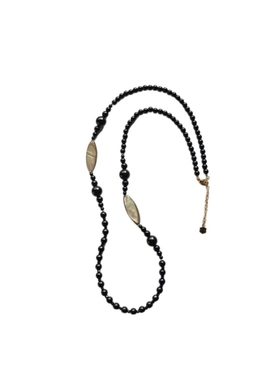 黑玛瑙长款毛衣链简约串珠项链