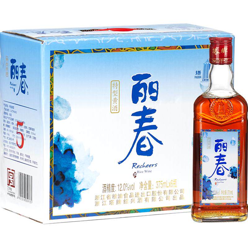 塔牌瓶装丽春酒375ml*6整箱手工冬酿半干型特型黄酒绍兴特产黄酒