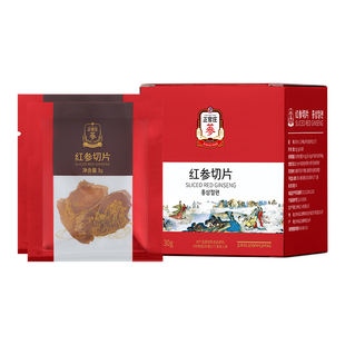 韩国正官庄无蔗糖红参片原支整根切片60g人参片搭红参浓缩液年货
