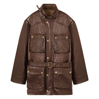Acmecultum头层牛皮机车皮夹克