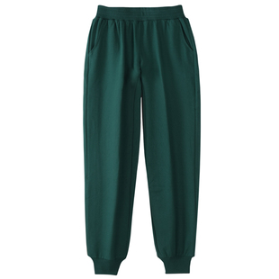 儿童绿色运动裤春秋薄款纯棉中大男女童卫裤红色中小学生校服裤子