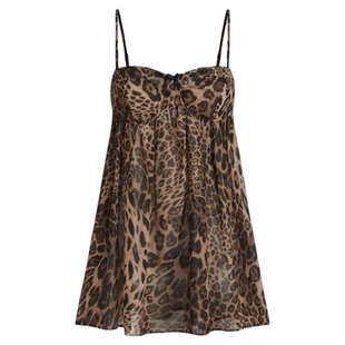 【明星同款】CIDER豹纹蝴蝶结裙雪纺性吊带连衣裙114339696