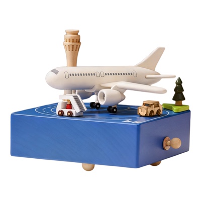 木质音乐盒八音盒飞机摆件礼物
