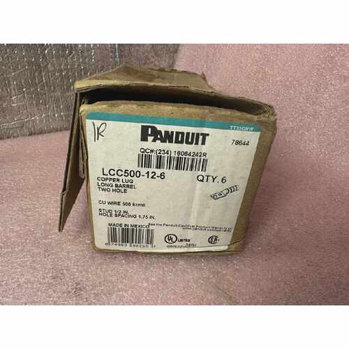 6 Panduit LCC500126 Two Hole Lugs Brown Long Compression Con