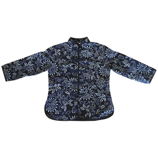 乌镇蓝印花布手工盘扣对襟长袖上衣女式衬衫农家乐酒店工作服套装