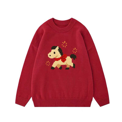 马年全家福亲子装毛衣一家三口