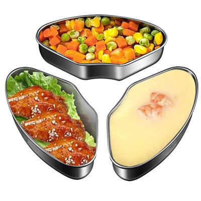 【三个装贝壳盒】可加热加厚不锈钢盒密封分隔餐盒食物分装盒