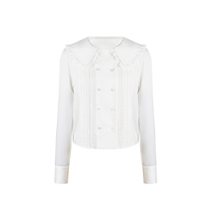 花铃太太娃娃领衬衫长袖白色女小个子甜美初秋女装新款漂亮设计感