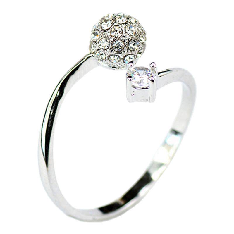 开口戒指求婚钻戒碎钻锆石日韩女款简约潮可调节食指夸张戒指指环