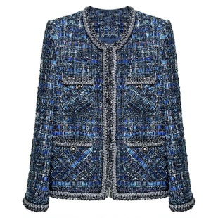 TOP-【蓝色妖姬】春秋重工粗花呢轻奢气质时尚小香风外套-1299