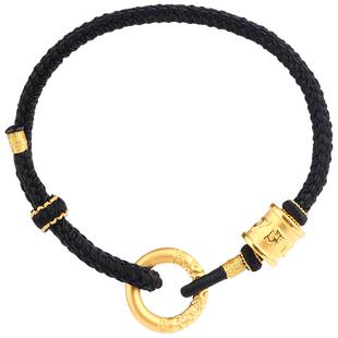 六字真言黄金手链男士转运珠足金礼物全编织大明咒如意平安扣手绳